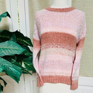 Forever 21 Striped Sweater in Shades of Pink Peach Women's Size Medium
